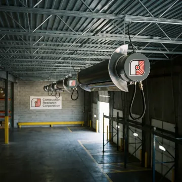 Commercial infrared radiant heaters in a warehouse
