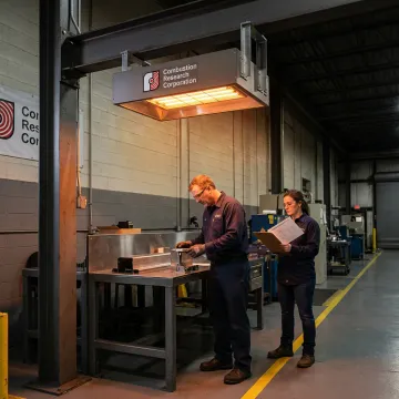 Ceramic infrared heater mounted in an industrial facility