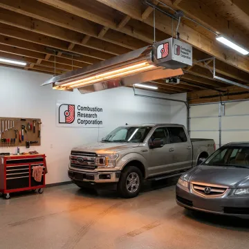 Residential garage with radiant tube heater