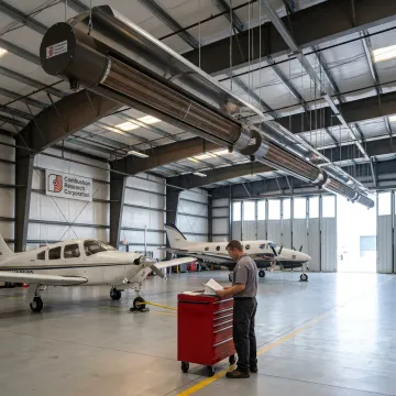 Radiant tube heaters in an aircraft hangar