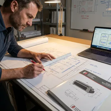Engineer reviewing radiant tube heater plans