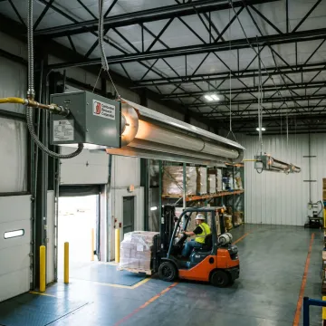 Warehouse radiant infrared heating system