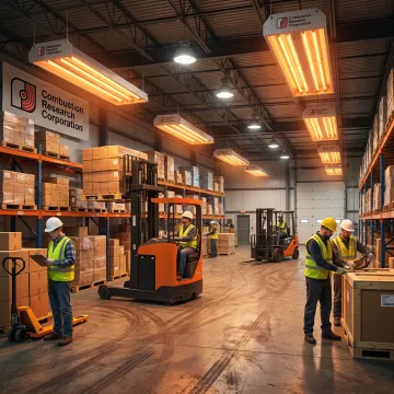 Radiant heaters in an industrial building