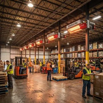Commercial infrared heaters in a high-bay facility