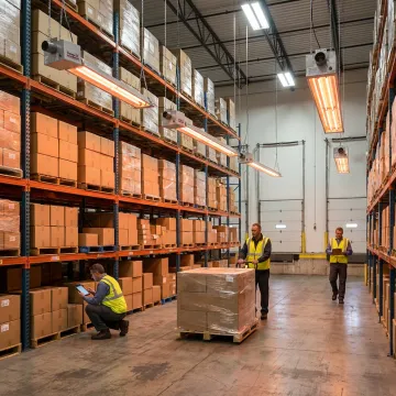 Radiant infrared heaters in a warehouse