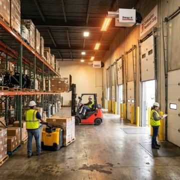 Low intensity infrared tube heaters in a warehouse