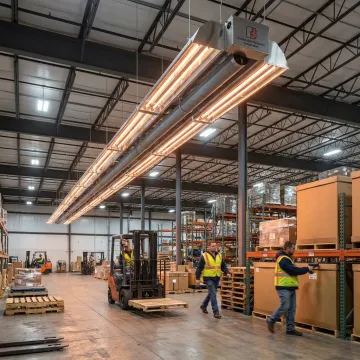 Commercial radiant heaters in a high-bay facility