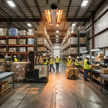 Vacuum radiant tube heaters in an industrial facility