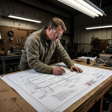 Engineer reviewing poultry barn infrared heater layout
