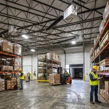 Commercial radiant tube heater in an industrial facility
