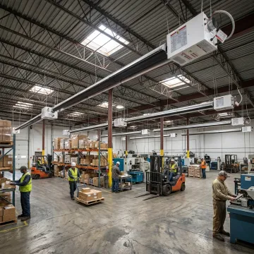Radiant tube heaters in an industrial facility