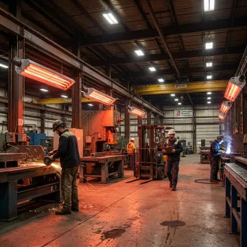 Gas radiant infrared tube heaters in an industrial building