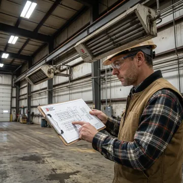 Engineer reviewing radiant tube heater layout