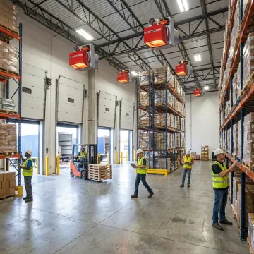 Gas radiant heaters in a commercial facility