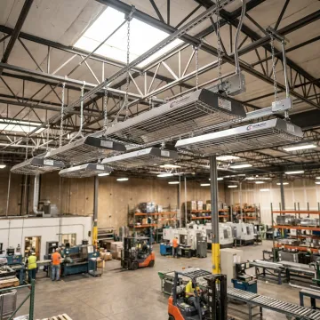 Industrial ceramic infrared heaters in a production facility
