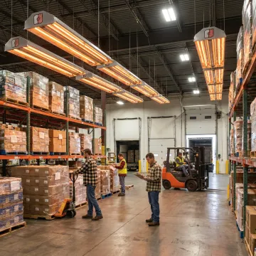 Infrared radiant heaters in a warehouse