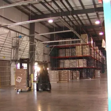 Infrared radiant heaters in a warehouse