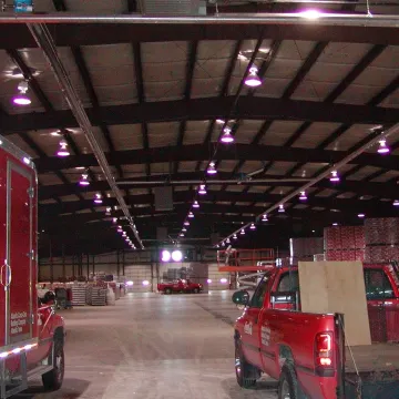 Industrial infrared radiant heaters in a warehouse
