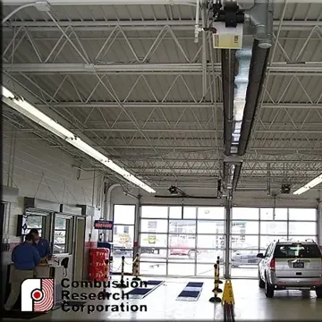 Infrared heaters warming an industrial loading dock