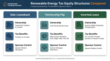 Comparison of sale-leaseback partnership flip and inverted lease tax equity structures