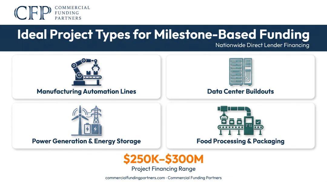 Four ideal industries for milestone-based equipment financing infographic