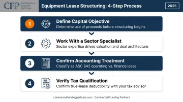 4-step equipment sale-leaseback process to maximize transaction value infographic