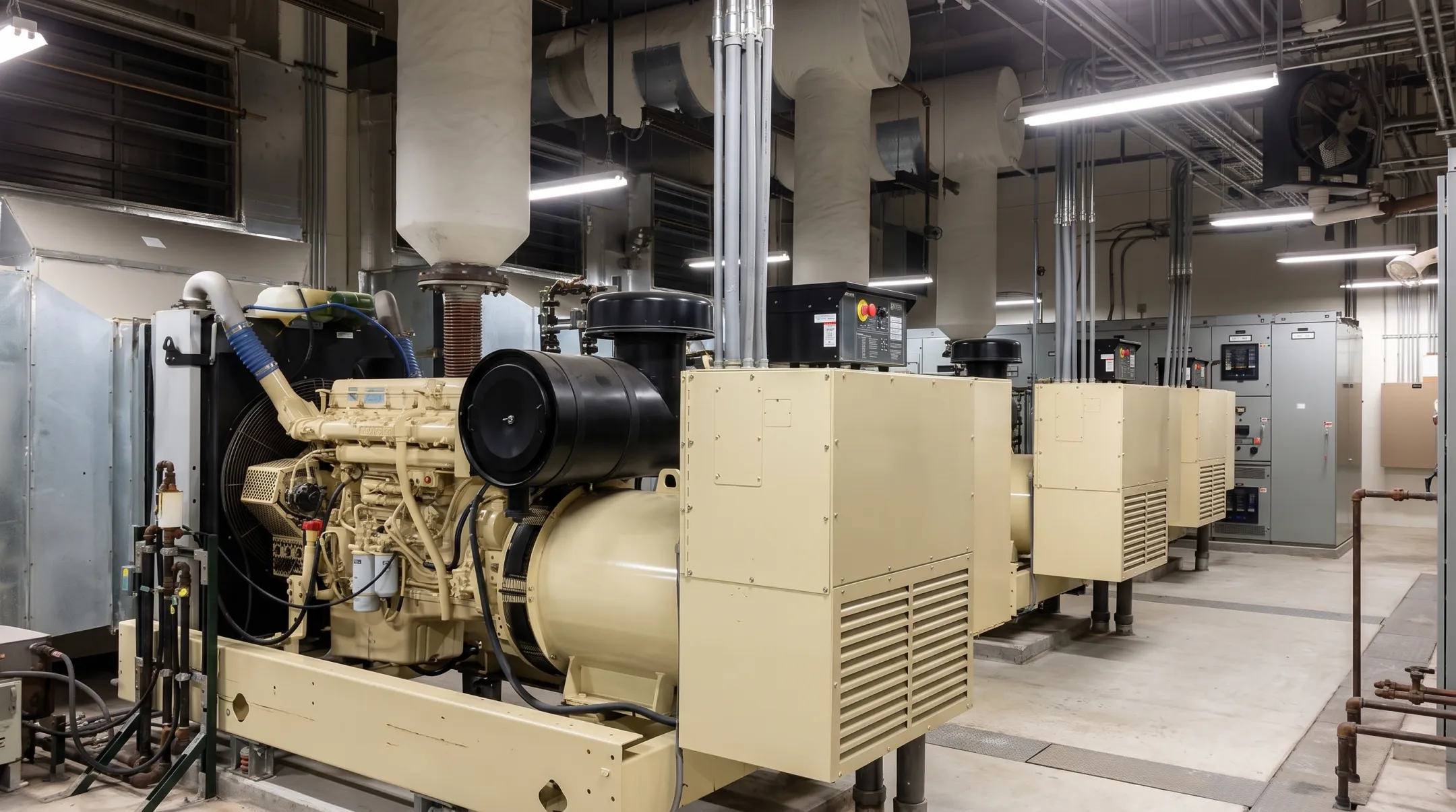 Industrial diesel and natural gas generator sets installed at facility