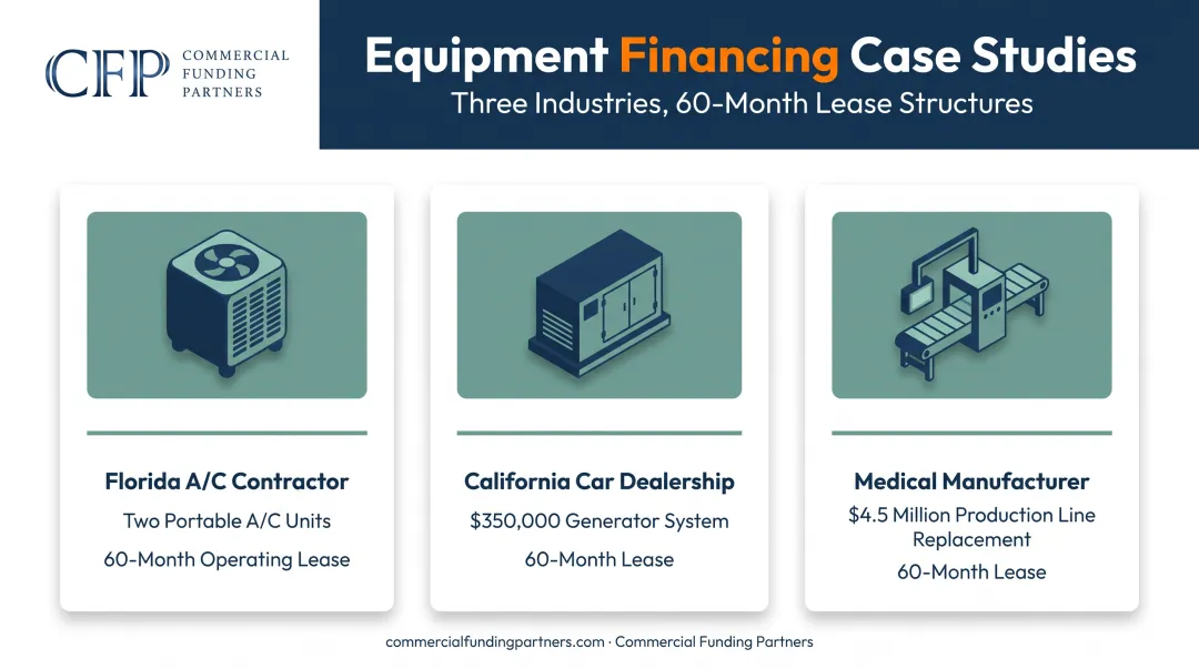 Three CFP client case studies comparing operating lease terms and industries