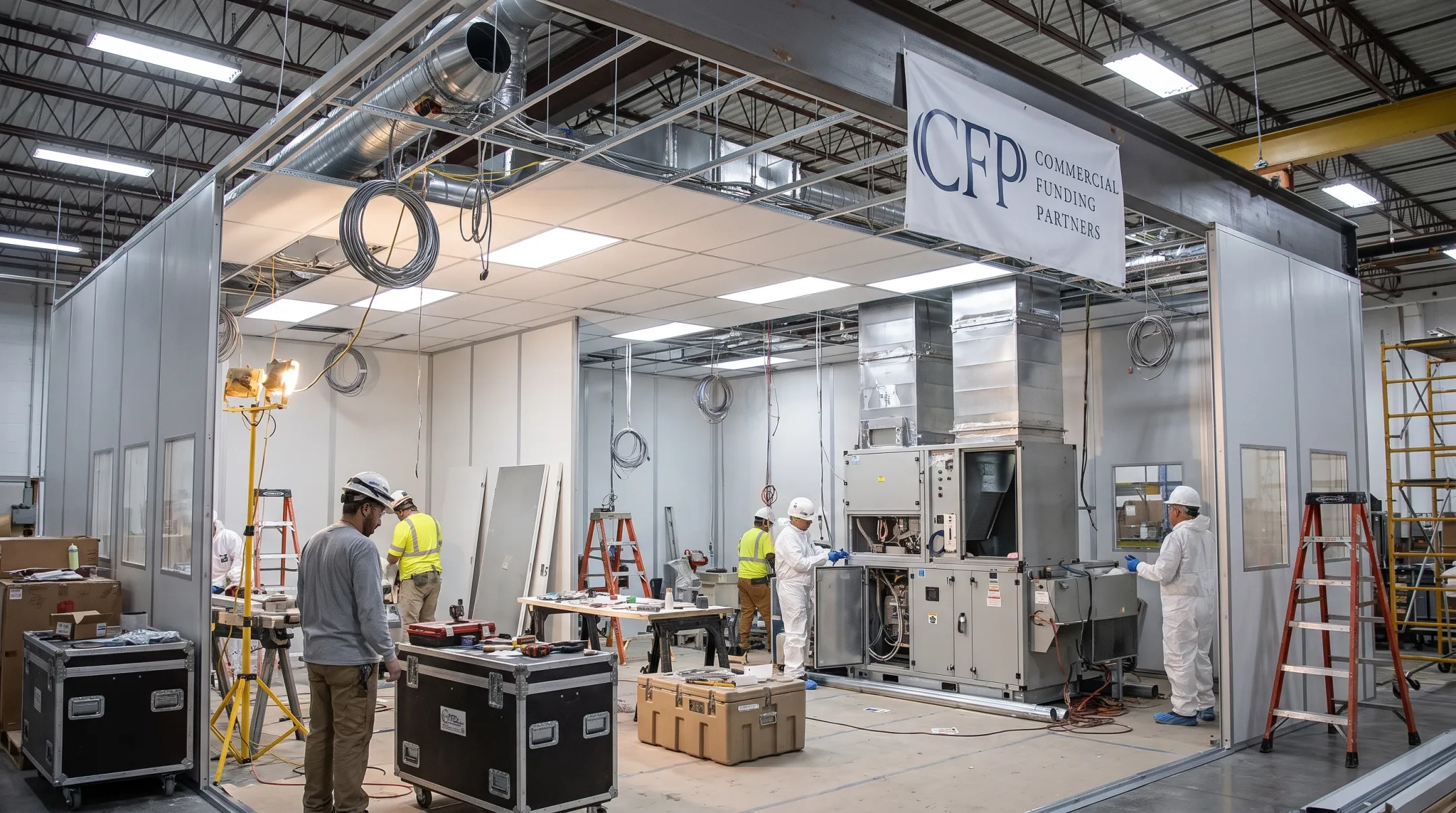 Modular clean-room manufacturing installation with milestone-based construction financing