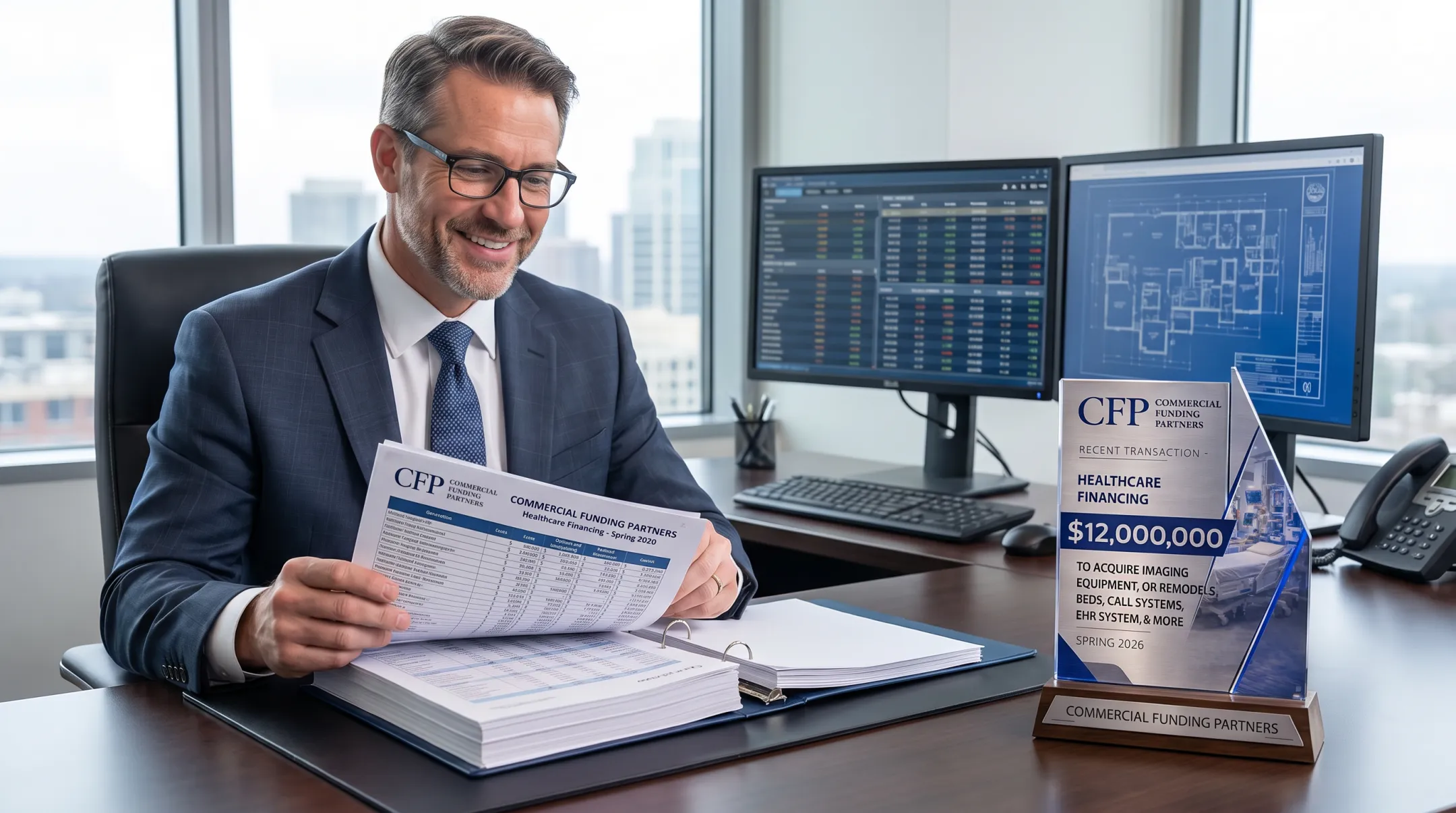 CFP structuring specialist reviewing imaging project financing documents