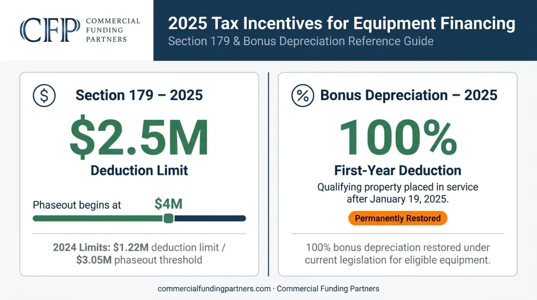 2025 Section 179 and bonus depreciation limits for manufacturing equipment purchases