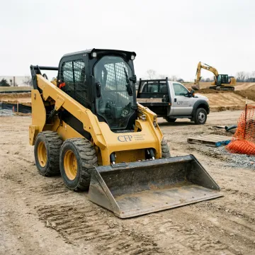 Skid steer loader at a construction site