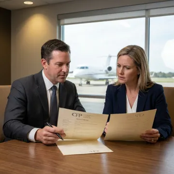 Aircraft financing consultation in modern office