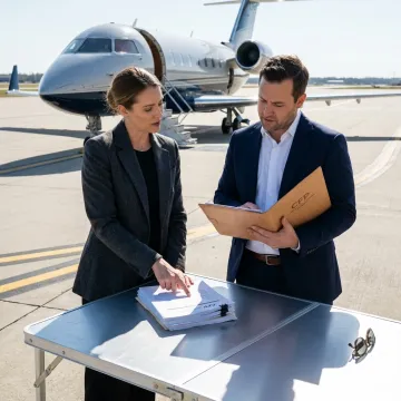 Business aircraft on an airport apron