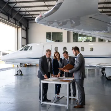 Professionals reviewing aircraft financing options