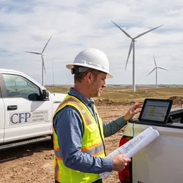 Wind turbines at a renewable energy project
