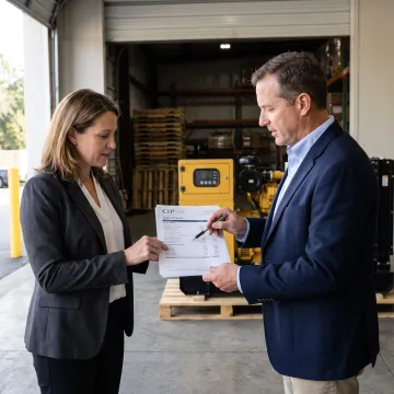Business team reviewing generator financing plans