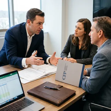 Business leaders reviewing diesel generator financing plans