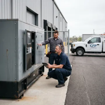 Commercial diesel generator at an industrial facility