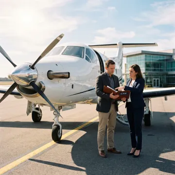 Single-engine aircraft parked on an airport ramp