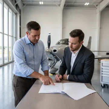 Business professionals reviewing aircraft financing