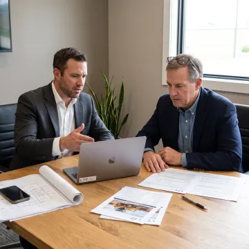 Finance professional reviewing heavy equipment proposal