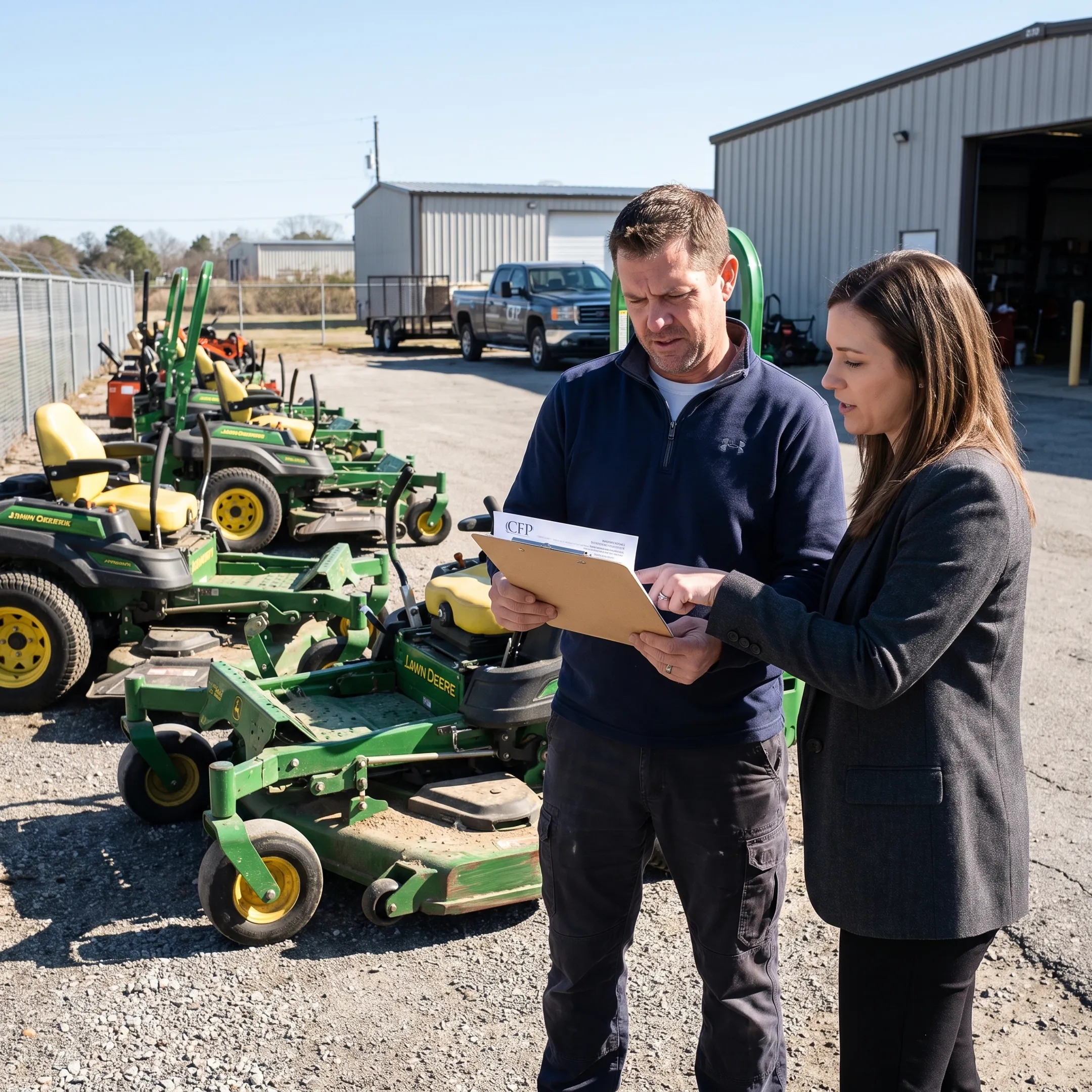 Commercial zero-turn mowers prepared for business use