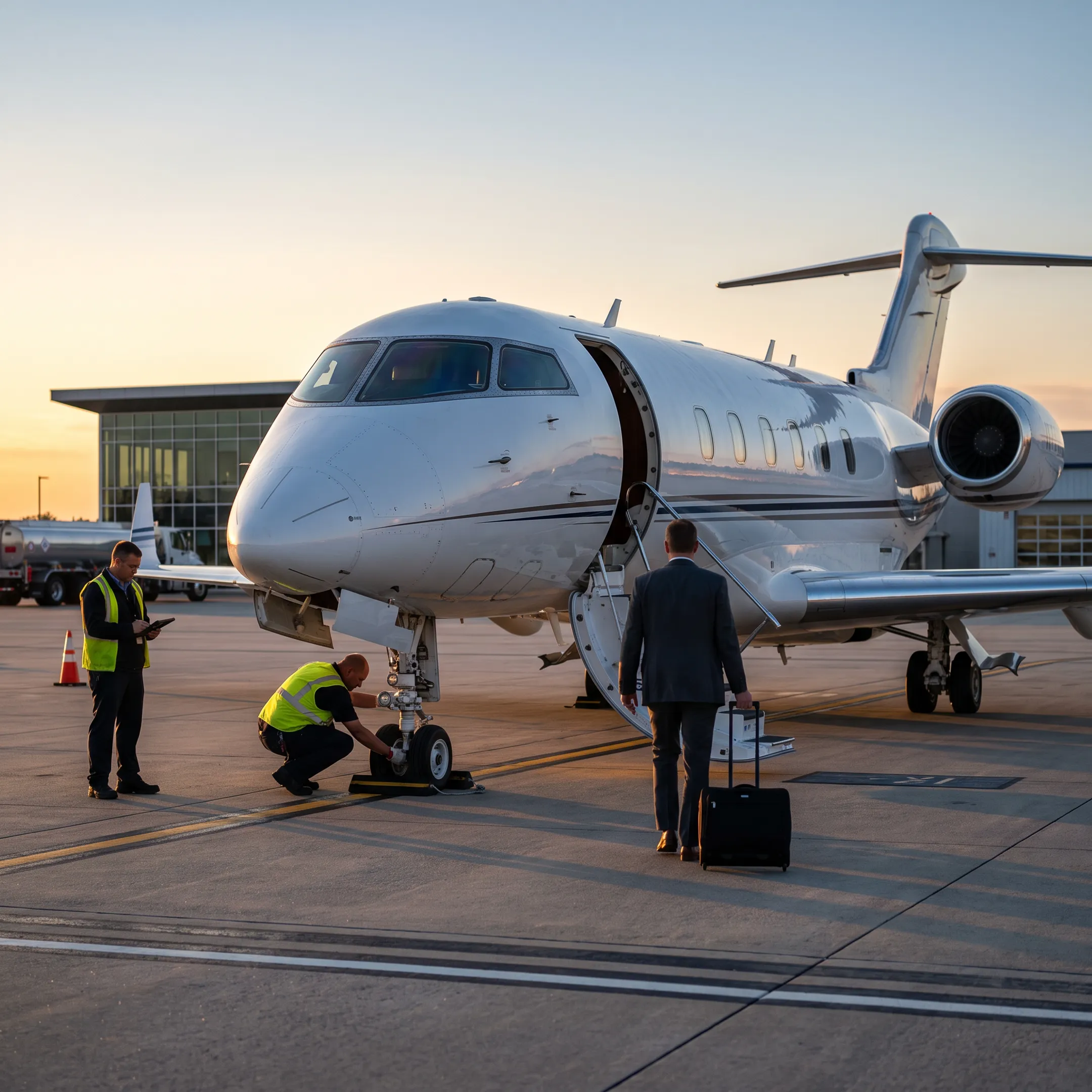Business jet on an airport ramp