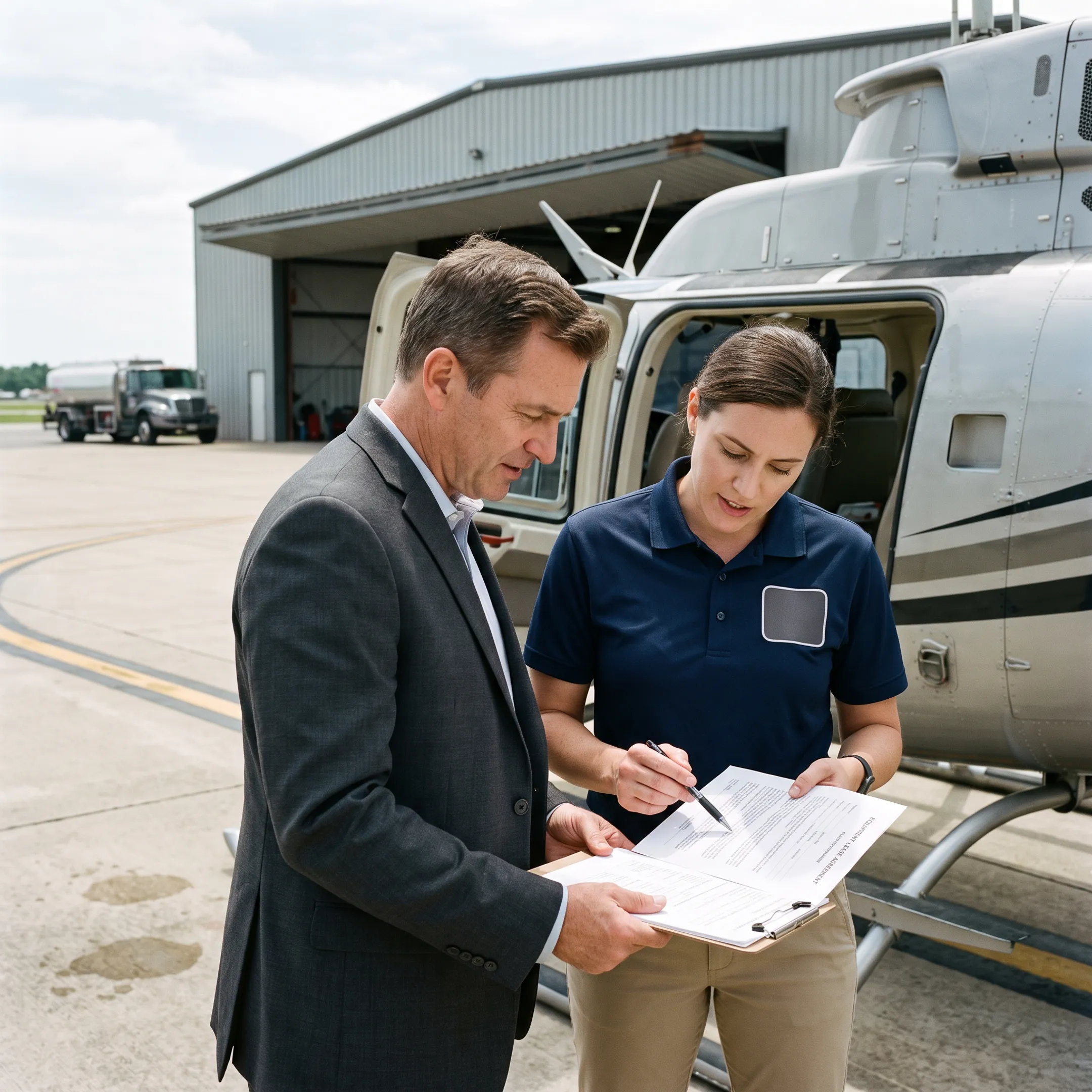 Business helicopter on an airport apron