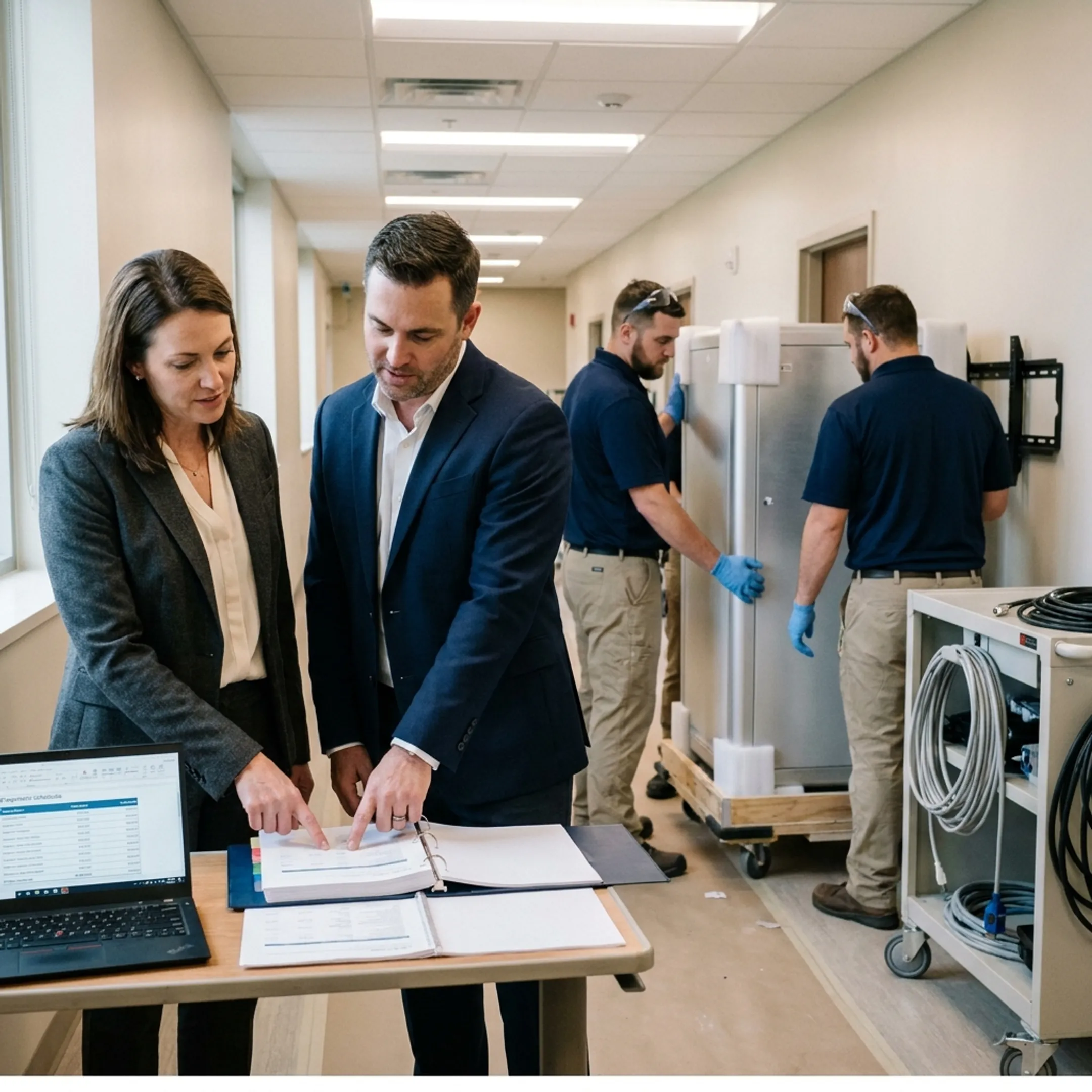 Medical equipment installation in healthcare facility