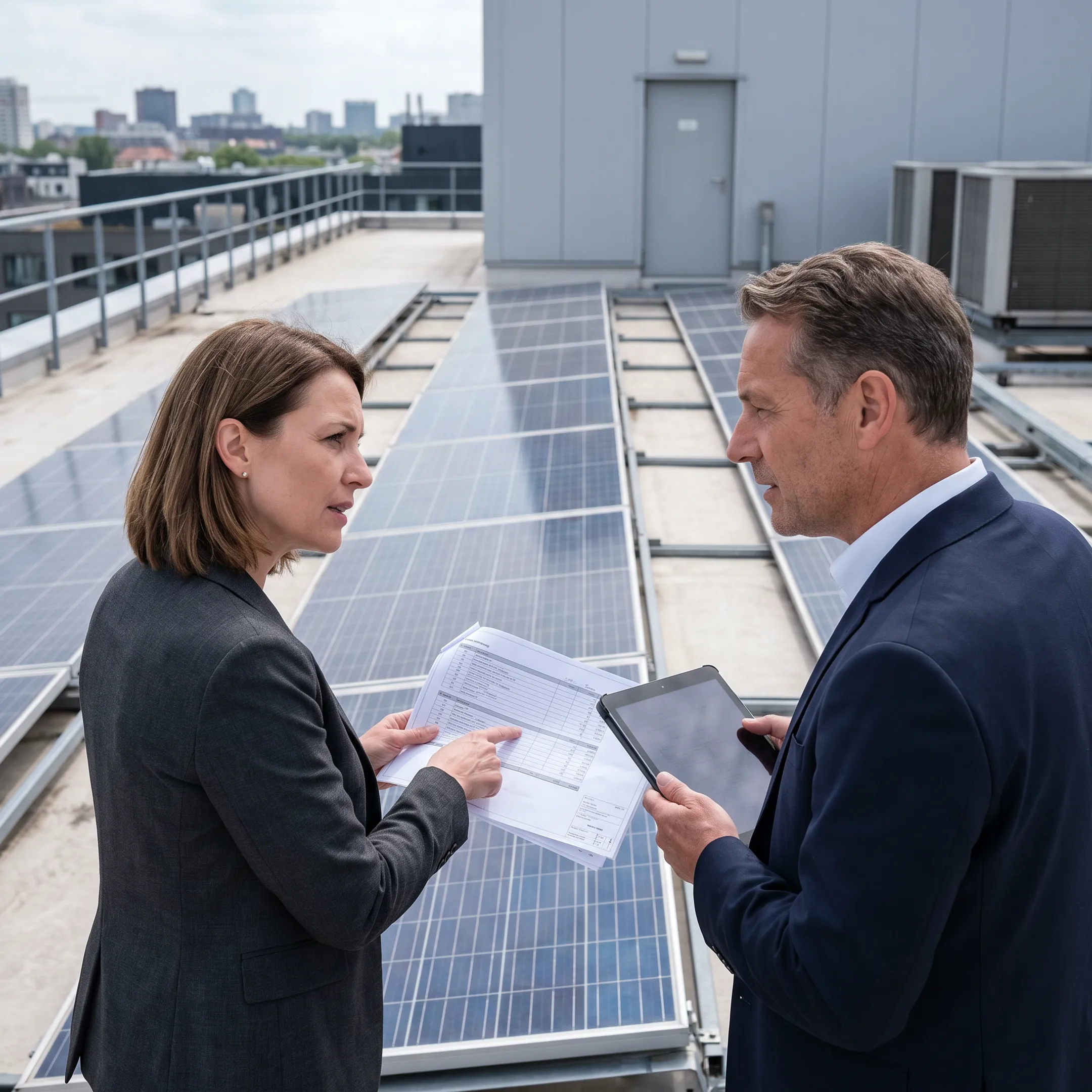 Commercial solar panels installed on a business facility