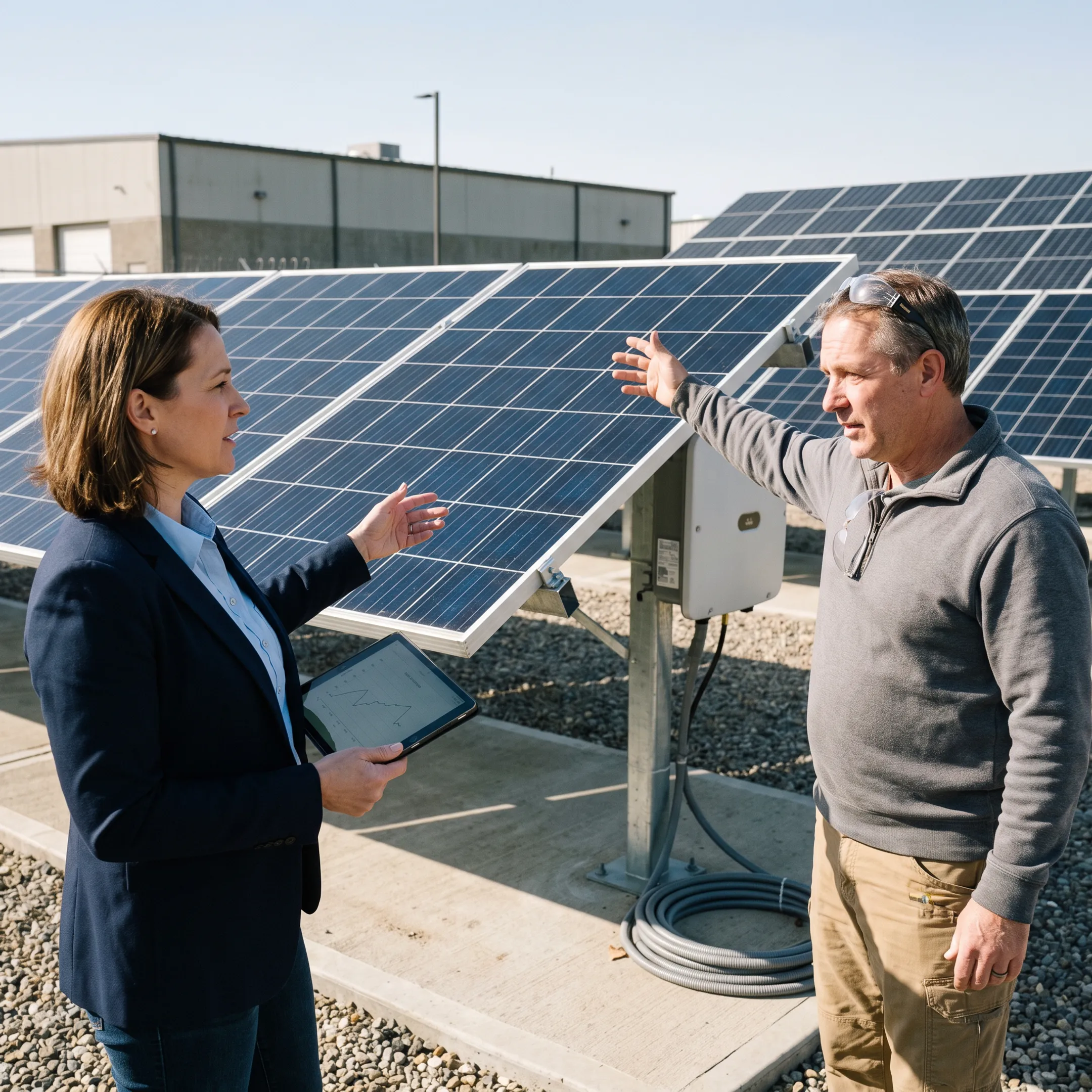 Commercial solar panels installed on a business facility