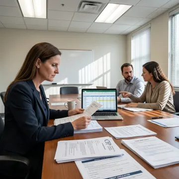 Finance specialist reviewing lab equipment lease documents