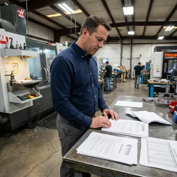 Business owner reviewing equipment sale-leaseback financing